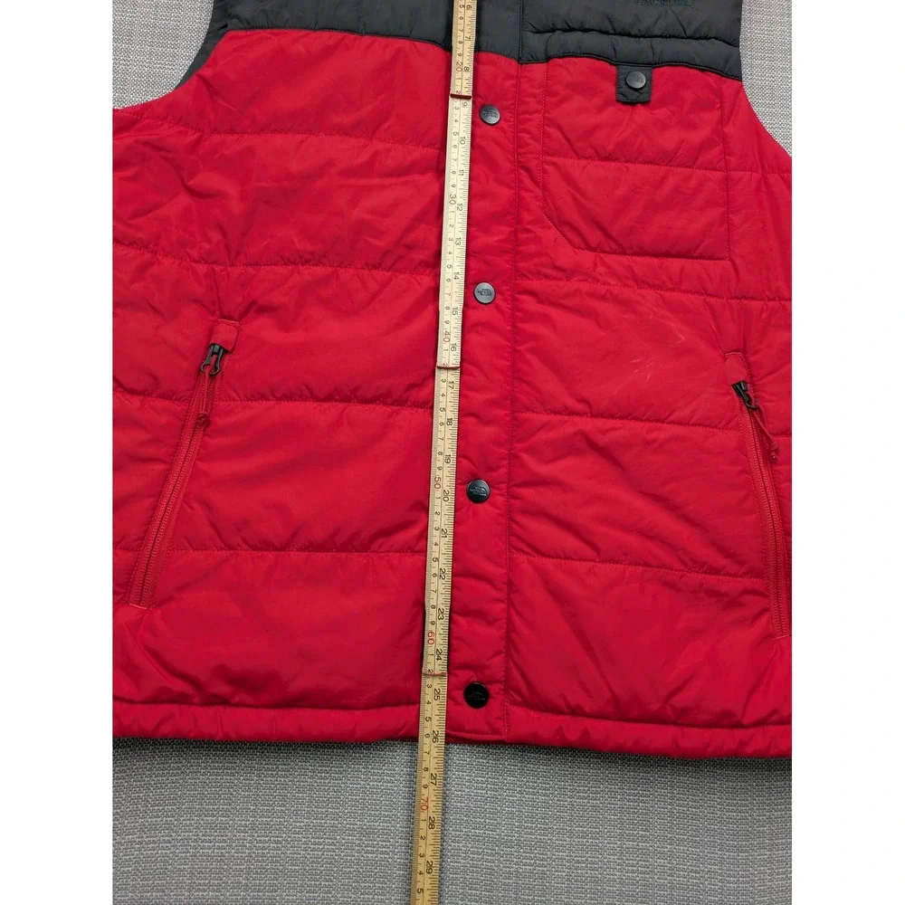 North Face Vest Mens Medium Red Black Quilted Snap Puffer Insulated Outdoor